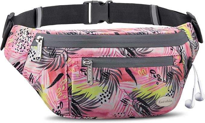 Entchin Fanny Pack for Women Men,Crossbody Belt Bag with 4-Zipper Pockets,Adjustable Waist Bag Pack,One of the Most Popular Travel Essential Gifts for Walking,Traveling,Cycling