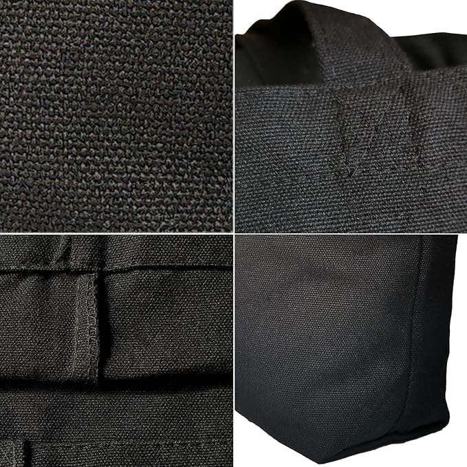 Koolmox Black Canvas Tote Bags, 6-Pack 17x14x3.9'' 12Oz Heavy Duty Cotton Bags with Handles and Bottom, Reusable Grocery Shopping Bag Bulk Sublimation Tote Bags Blank for Teachers Crafts