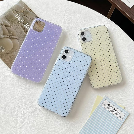 Compatible with iPhone 12/12 Pro Case, Fashion Cute Aesthetic Polka Dot Phone Case for Women, Shockproof Slim Soft TPU and Hard PC Protective Phone Cover for iPhone 12/12 Pro 6.1", Yellow