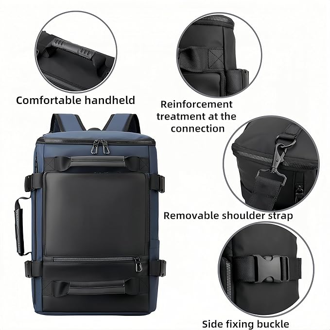 Carry On Backpack Travel Backpack for Men & Women, Durable Convertible Duffle Bag Fit for 16 Inch Laptop for Fitness, Travel (Dark blue)