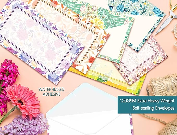 Anzon Mories Vintage Morris Self-Sealing Envelopes 24 PC, Medieval Europe Pattern, Printer Friendly, Both Sides Printed