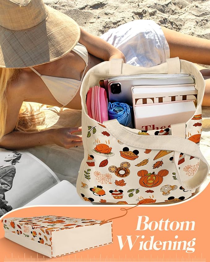 2 Pack Canvas Tote Bag - with Makeup Pouch Aesthetic Cute Women Reusable Canvas Bag for Shopping, Work, Travel