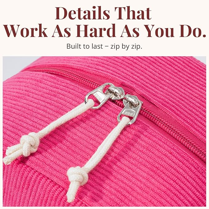 Insulated Lunch Bag for Women Men, Stylish Corduroy Tote Bag with Aluminum Lining, Large Capacity Reusable Cooler for Work, Travel, or Beach, Berry Red Lunch Box