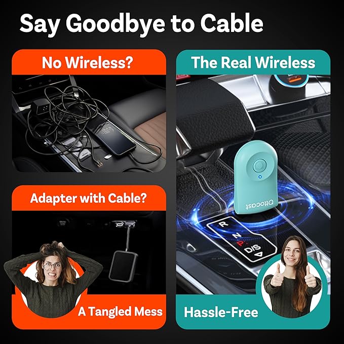OTTOCAST Mini 2025 Wireless CarPlay & Android Auto 2-in-1 Adapter, Fast Stable Connection, Plug & Play for iPhone & Android Devices