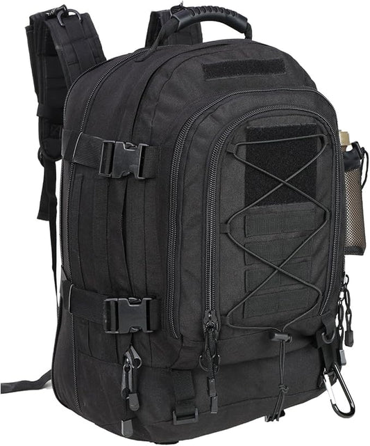 Large Tactical Backpack for Men Military Backpack with DIY System for Travel, Work,Camping,Hunting,Hiking,Sports (BLACK)