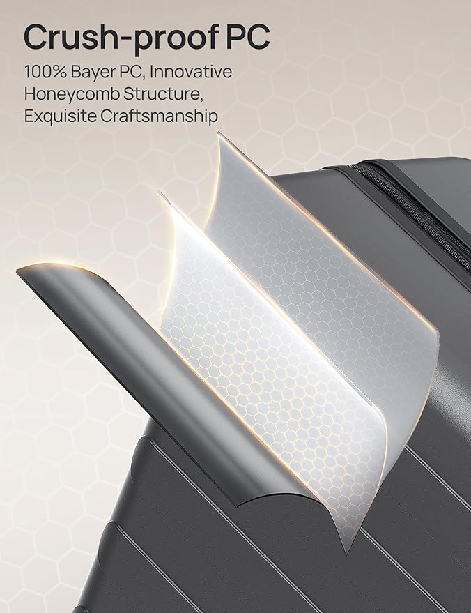 NINETYGO Luggage Sets 2 Piece, Carry On Luggage Airline Approved, Large Checked Luggage with Smooth Spinner Wheels, Expandable, Hard Shell PC Suitcase Sets, TSA Approved, 20in/28in (Black, Rhine Max)