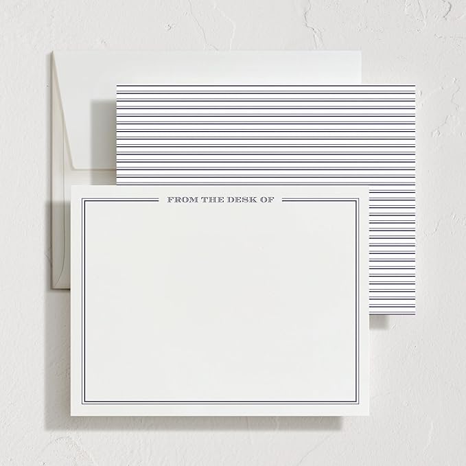 Minted Gentleman Stationery Cards, 10 Count, Blank Cards and Envelopes For Thank You Notes, Invitations & Handwritten Messages, Gifts For Men, Note Cards & Stationery Set, Darknight Blue Color Theme