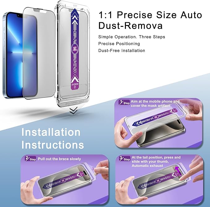 2 Pack Matte Screen Protector for iPhone 16e and iPhone 14 and iPhone 13 and iPhone 13 Pro 6.1-Inch Auto Dust Removal, No Bubbles, Tempered Glass Film, Easy Installation