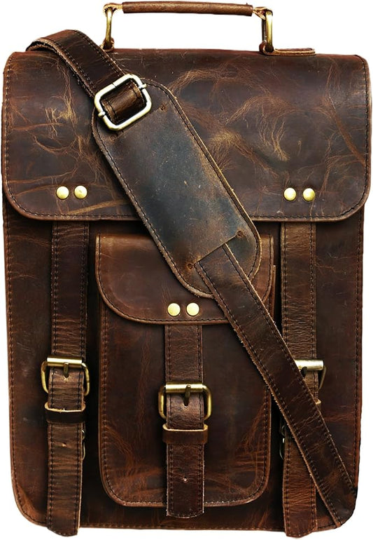 jaald Genuine Leather Messenger Bag Vintage Laptop Crossbody Bag Satchel Man Purse Shoulder Bag for man woman office bag