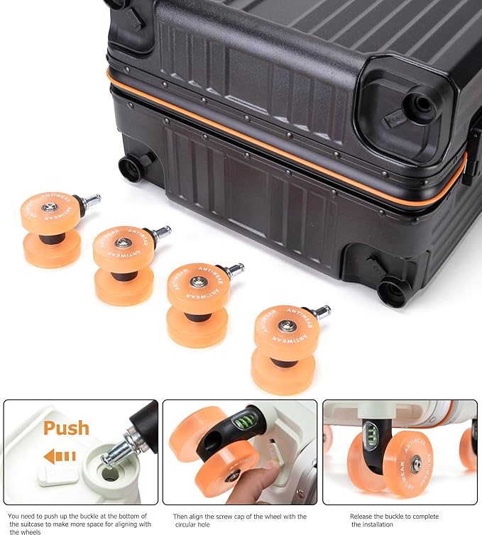 feilario 24" Aluminum Frame Wide Handle Hard Shell Carry On Suitcase - Vivid Colors Double Spinner Wheels Airline Approved Rolling Luggage with TSA Lock & Cup Holder (Black, 24in)