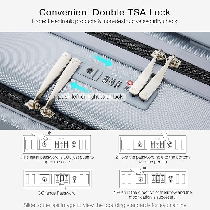 Hanke Grace Carry On Luggage with Wheels Airline Approved Hard Shell Suitcases with Front Pocket，Top Opening Luggage with TSA Lock for Short Business Travel， Grey.