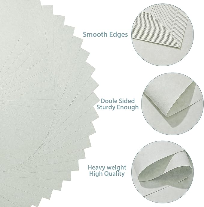 30 Sheets Parchment Paper - Light Gray 8.5” x 11” Letter Size Parchment Card Stock 65lb Heavyweight Paper Thick Vintage Paper for Certificate, Crafts, Business Cards, Invitations PAP04LG