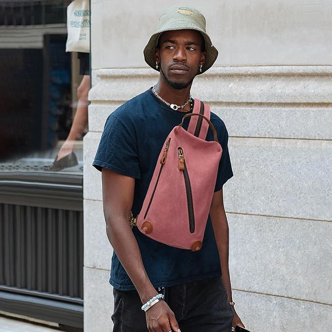 KL928 Canvas Sling Bag crossbody Bags Small Backpack Pack Travel Purse convertible purses for Women Men