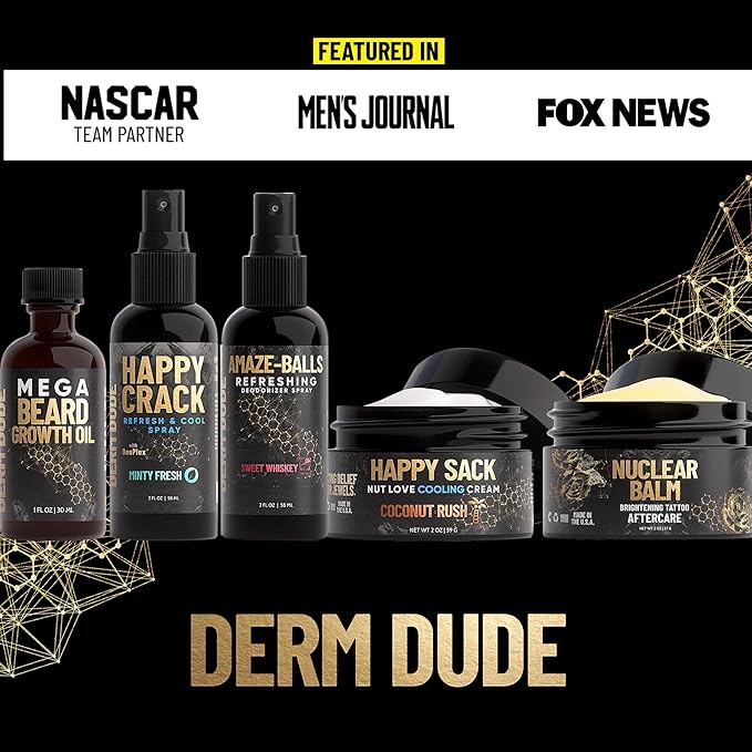 Derm Dude Happy Crack Refresh & Cool Butt Spray | Minty Fresh Scent | Deodorant & Odor Eliminator with Soothing Witch Hazel & All-Natural DeoPlex for Odor Control | 2 oz (1 Pack)