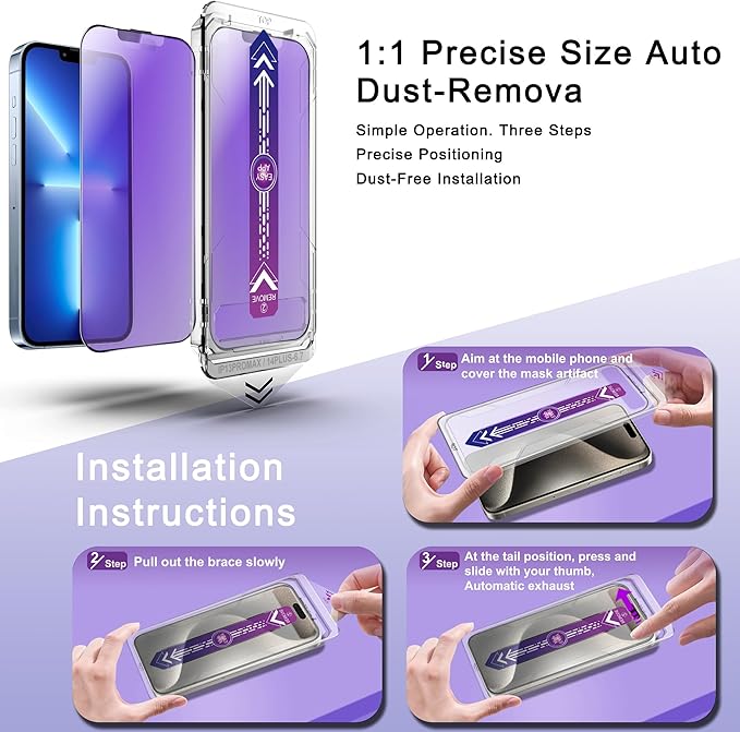 2 Pack Anti Blue Light Matte Screen Protector for iPhone 13 Pro Max and iPhon 14 Plus 6.7-Inch Auto Dust Removal, No Bubbles, Tempered Glass Film, Easy Installation