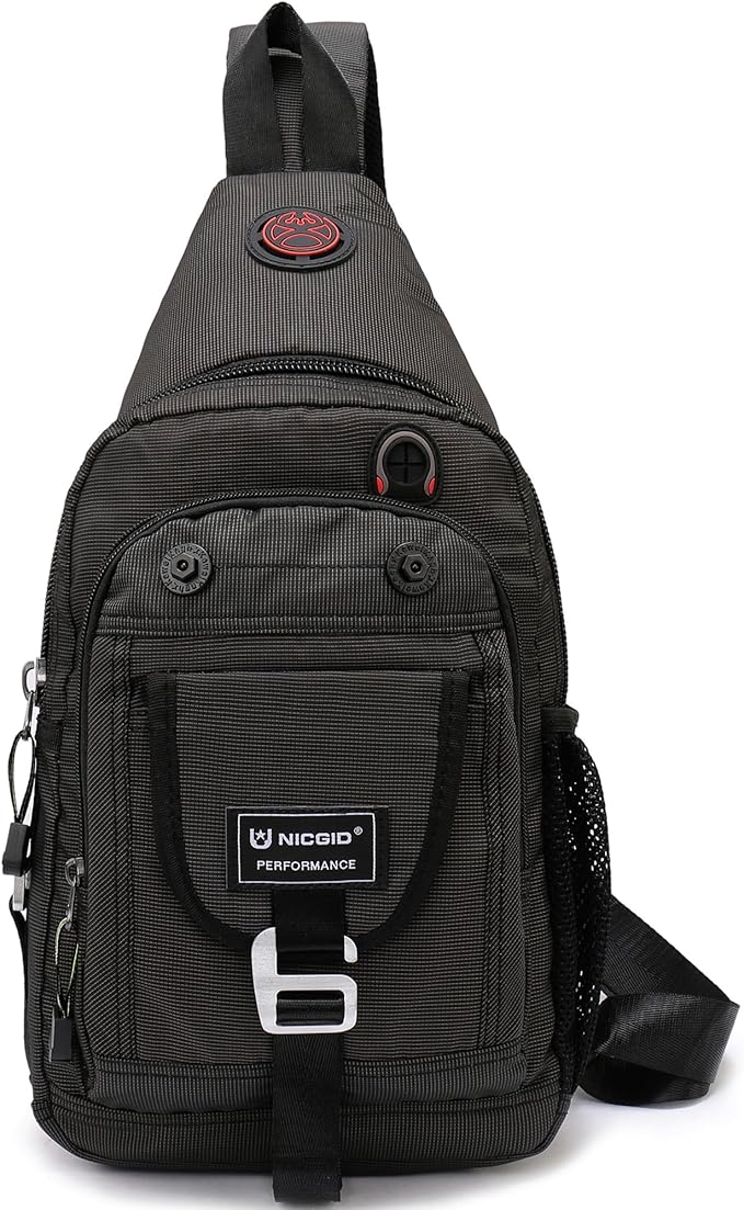 NICGID Sling Bag Chest Shoulder Backpack Crossbody Bags for Tablet Laptop Outdoor Hiking Men Women