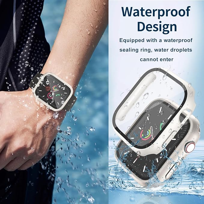 Waterproof Case for Apple Watch Series 3/2/1 42mm, Built-in Screen Protector with Tempered Glass [Touch Sensitive] Cover for iWatch S3/S2/S1 Accessories 42mm, Starlight
