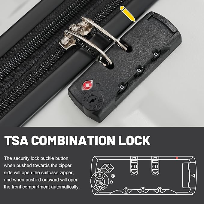 Merax Luggage Sets 3 Piece, Durable Hardshell Suitcase with Double Spinner Wheels and Handle Bags,Lightweight Carry on Luggage with TSA Lock,20+24+28,White Grey