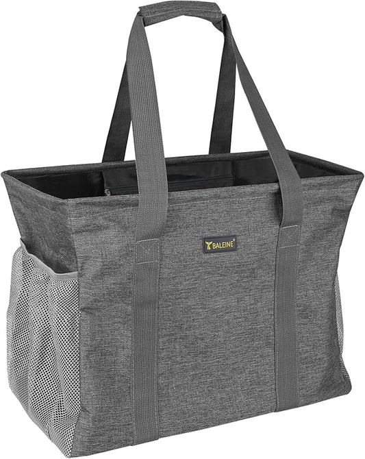 BALEINE Extra Large Utility Tote Bag with Wire Frame for Storage (Grey, 16.5''x14''x10'')