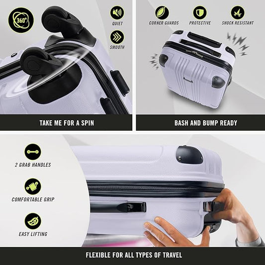 Kenneth Cole REACTION Bounds Lightweight Hardshell 4-Wheel Spinner Luggage, Lavender, 20-Inch Carry On