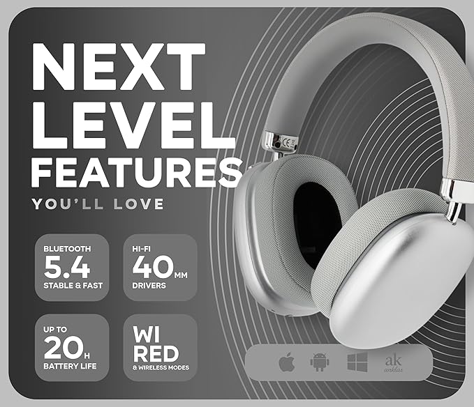 P959 High-End Wireless Headphones with Bluetooth 5.3, Low Latency, Hi-Fi Sound, 360° Spatial Audio, Ergonomic Over-Ear Design, Wired & Wireless Modes, Long Battery Life, Breathable Earmuffs