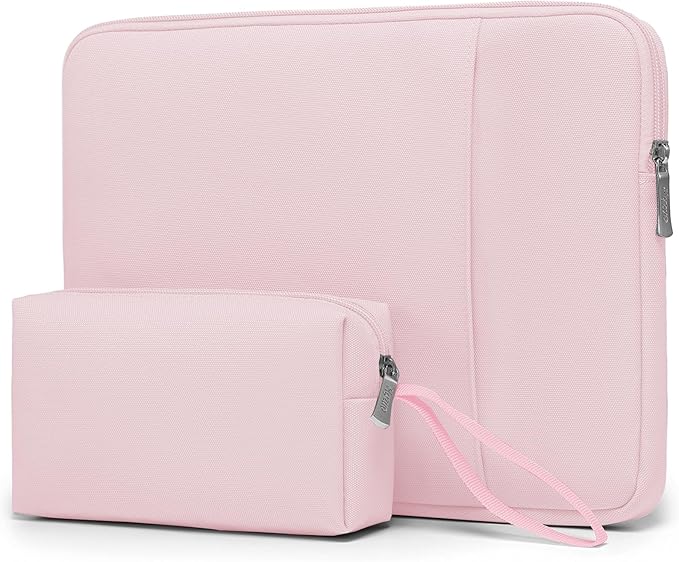 HYZUO 13.3-14 Inch Laptop Sleeve Bag Set for MacBook Pro 14 M4/M3/M2/M1, MacBook Air/Pro 13.3, 13.5"/13.8" Surface Book/Laptop, Notebook Case for 13.3" HP Dell Lenovo Asus Acer, Pale Pink