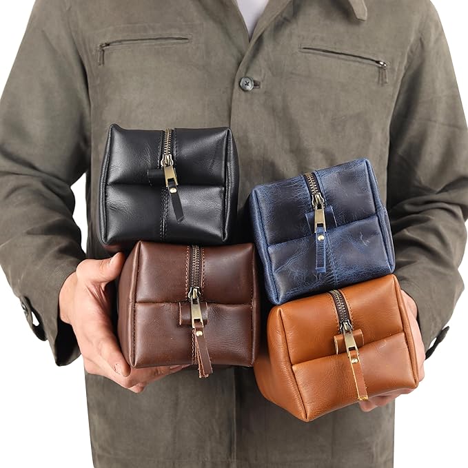 Genuine Leather Toiletry Bag, Groomsmen & Christmas Gift, Gift For Men, Mens Gifts, Personalized Dopp Kit, Graduation, Fathers Day, Anniversary, Wedding, Travel Toiletry