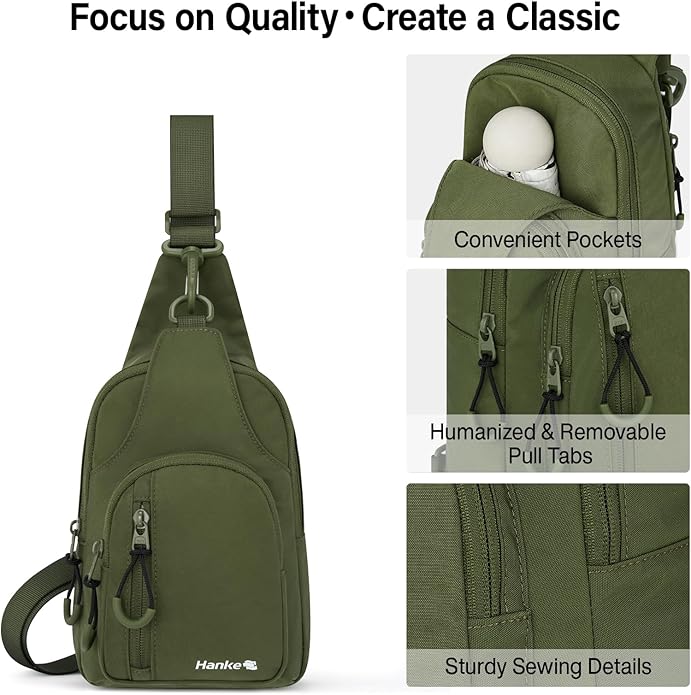 Hanke Crossbody Sling Bag for Women Men, Casual Cross Body Sling Bags, Lightweight Chest Bag for Outdoor Hiking Travel