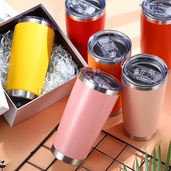 Sieral 36 Packs Stainless Steel Tumbler Bulk with Lid Vacuum Double Wall Insulated Travel Coffee Mug Powder Coated Tumbler Cup for Graduation Wedding Christmas Birthday Party(Warm Color, 20 oz)