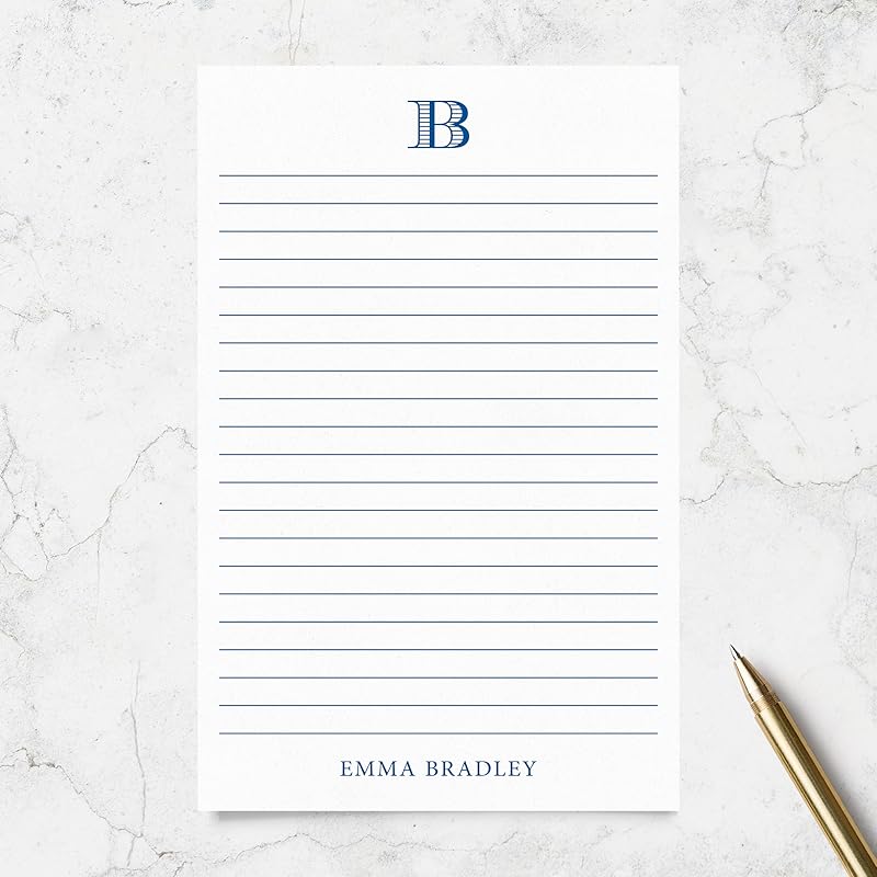 Personalized Notepad with Monogram and Name, Monogrammed Stationery 50 or 100 Sheets Lined or Unlined in Choice of Colors, Tear off Note Pad, Memo Pad, To Do List (Style #1)