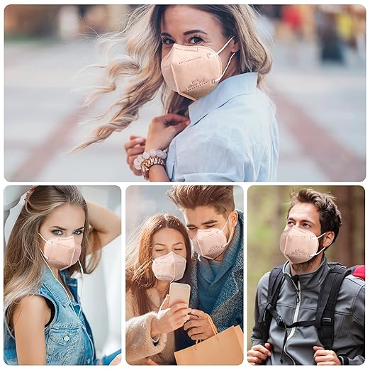 akgk KN95 Face Mask 50 PCS, Breathable Protection Masks, 5-Ply KN95 Pink Masks, Cup Dust Safety Masks