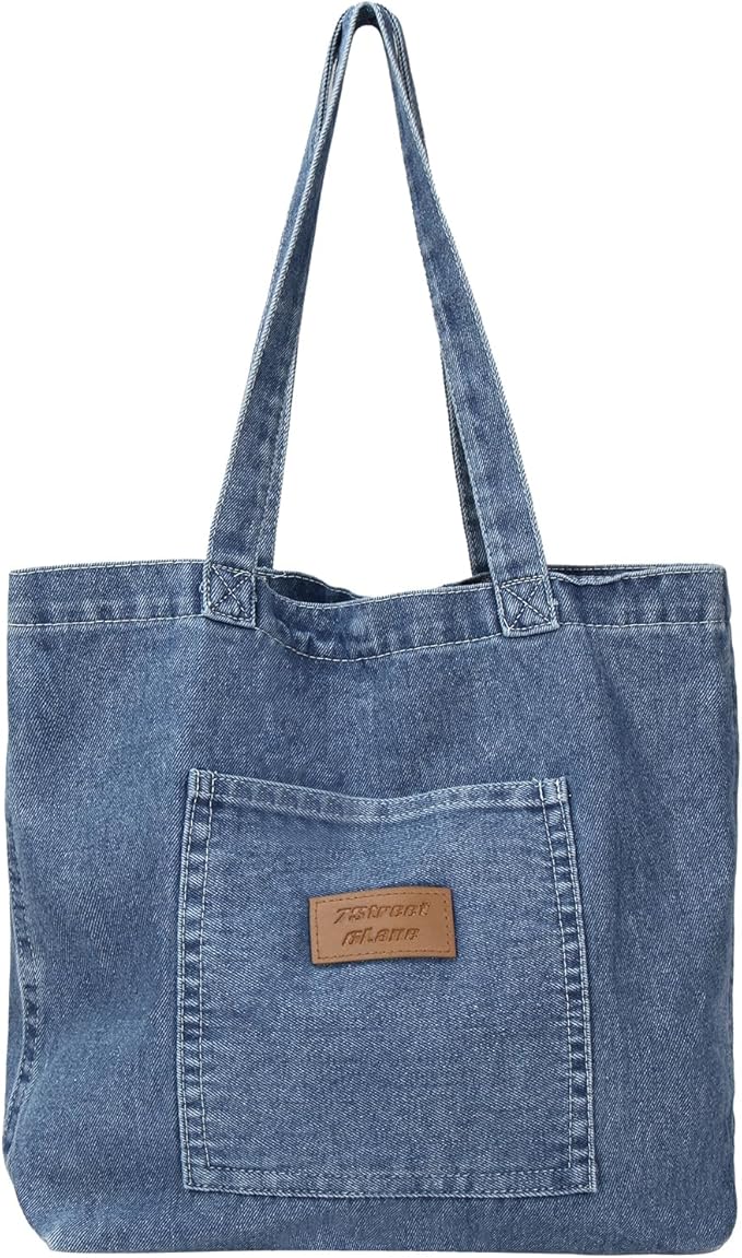 Denim Tote Bag for Women-Shoulder Handbag Perfect for Work Shopping,Hobo Bag