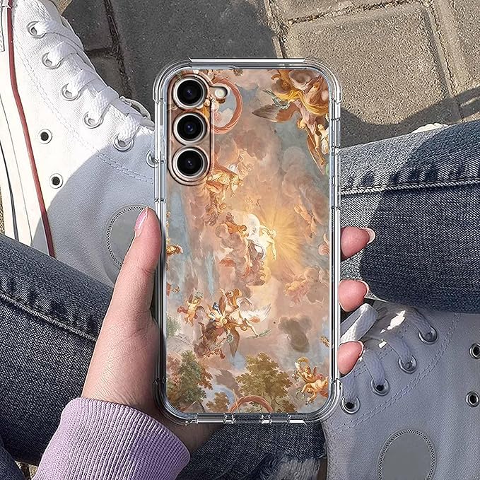 Case for Samsung Galaxy S23+ with Renaissance Art Design,Cute Angel God Greek Mythology Painting,Clear Soft TPU Bumper Phone Cover,6.6"(Mythology,S23P)