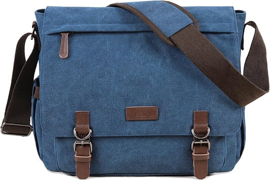 Canvas Messenger Bag for Men Women,Travel Satchel Shoulder bag 15.6 Inch Laptop Bag briefcase Business