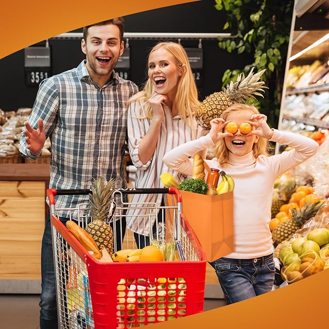 Reginary Reusable Totes Bags - 100 Pcs Non Woven Grocery Handle Bags for Shop Events & Retail Store (Orange)