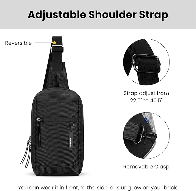 Sherpani Metro, Anti Theft Sling Bag, Sling Backpack, 5L Travel Bag, Shoulder Chest Purse, Crossbody Backpack for Women, Metal Hardware, Travel Gift (Carbon)