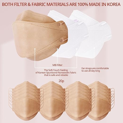 AIRAID-KF94 [Individually Wrapped] - Made in Korea, 3D Multicolor Packs, Face Protective Mask, Adult and Older Teens (Beige-20P)