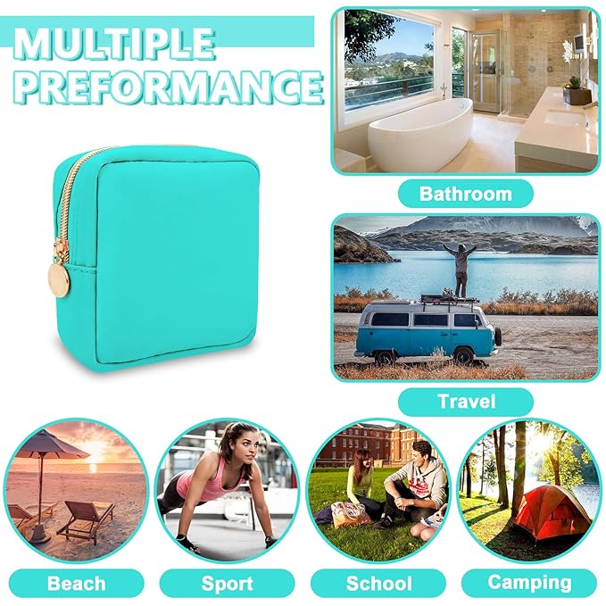 Mini Makeup Pouch for Purse, Small Cosmetic Bag Pouch Nylon Travel Toiletry Organizers Bag for Women Girls, Cute Zipper Coin Purse Preppy Storage Purse for School Work(Mini-Cotton Candy)