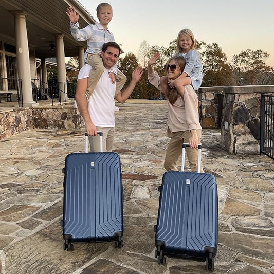 AnyZip Expandable Luggage, 24 Inch Hard Shell Checked Suitcase, Rolling Lightweight Travel Suitcases with Wheels TSA Lock (Blue)