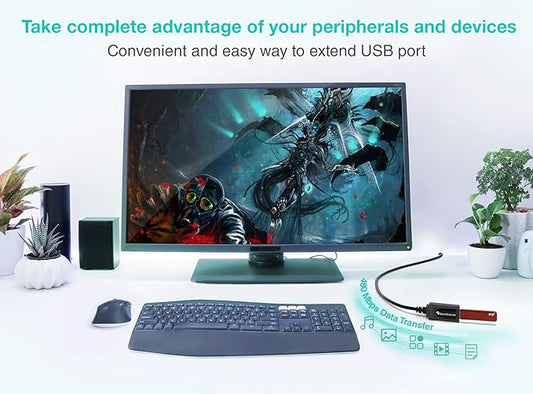 BlueRigger USB Extension Cable (16FT/5M, Long Active USB2.0 Extender, Male to Female Repeater, Data Transfer Cord)- for Game Consoles, Printer, Camera, Keyboard, Hard Drives