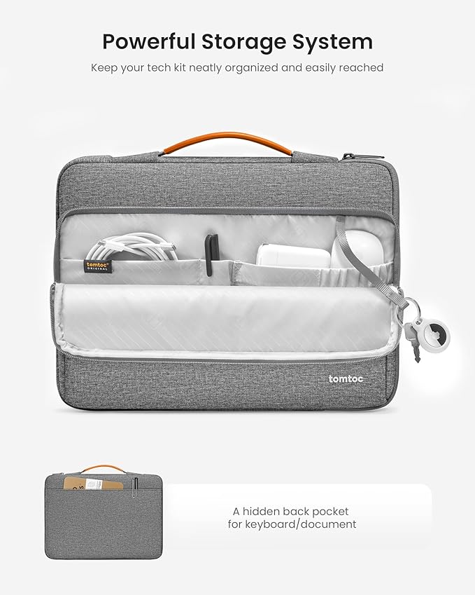 tomtoc 360 Protective Laptop Carrying Case compatible with 14-inch MacBook Pro M4/M3/M2/M1 Pro/Max 2024-2021, 12.9-13 Inch iPad Pro/Air, Water-Resistant MacBook Accessory Bag Sleeve