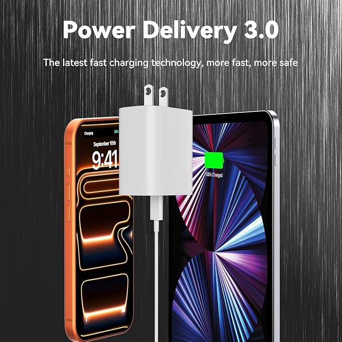 iPhone 17 16 15 Pro Max Charger Fast Charging, 10 FT iPhone 17 Charging Cord Long USB C 10FT Cable with 20W PD Fast iPhone 17 Pro Max Chargers Block for Apple iPhone 17/17 Pro Max/17 Air/16/15, iPad