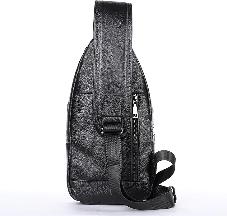 LUKZIJAES Genuine Leather Sling Bag for Men