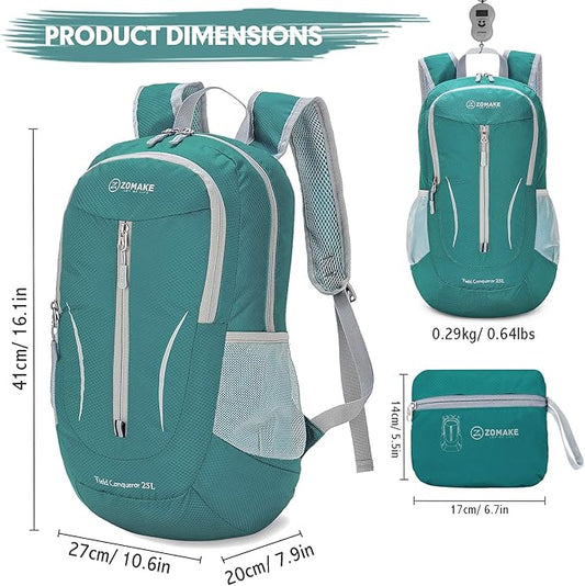 ZOMAKE Ultra Lightweight Packable Backpack 25L, Foldable Hiking Backpacks Water Resistant Small Folding Daypack for Travel(Army Green-NEW)