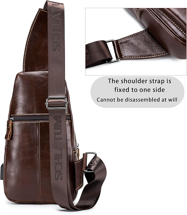 LUKZIJAES Genuine Leather Sling Bag for Men