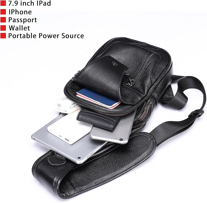 LUKZIJAES Genuine Leather Sling Bag for Men