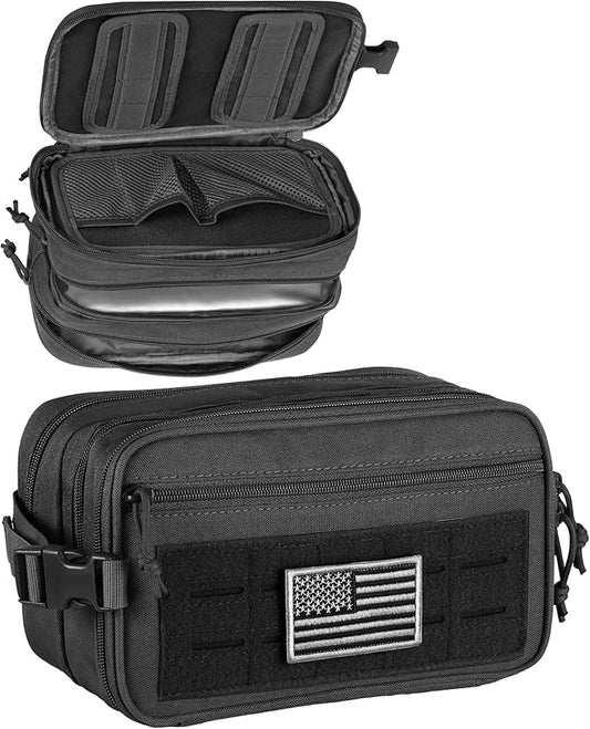 DBTAC Tactical Toiletry Bag w/Electronic Organizer Compartment | Dry/Wet Separate Hygiene Bag, Expanded Travel Dopp Kit Shaving Kit Travel shower Bag for Men (Black)