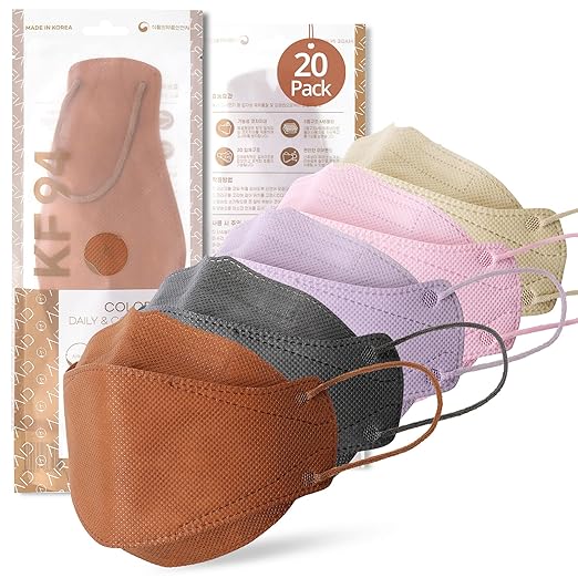 AIRAID-KF94 [Individually Wrapped] - Made in Korea, 3D Multicolor Packs, Face Protective Mask, Adult and Older Teens (Multicolor-20P)