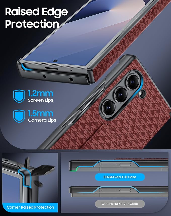 for Samsung Galaxy Z Fold 6 Case with Hand Strap & Kickstand & Hinge Protection, Ultra Slim Skin Feel Pattern Printing Full Body Shockproof Phone Case for Z Fold 6, No Screen Protector (Red)