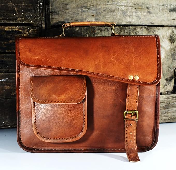 Men's Genuine Leather Small Briefcase Messenger Satchel I pad Tablet Bag 13 inch